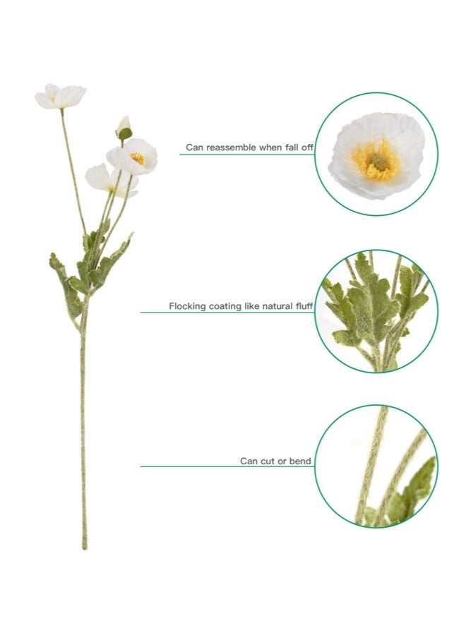 ShebSheb Artificial Flowers 3 PCS Poppy Silk Bouquet,for Wedding, Home, Party Decoration,Table Centerpiece Arrangement - Image 2
